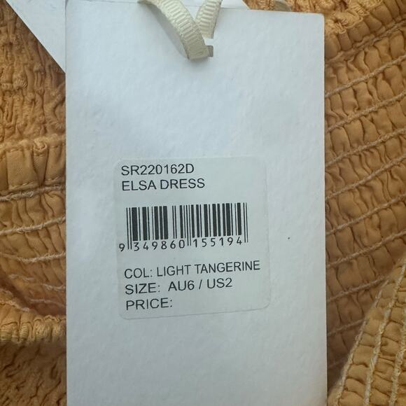 NWT Significant Other Elsa Dress Womens 2 Orange Eyelet Puff Sleeve Smocked Boho - Picture 9 of 10